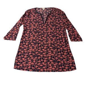 J Crew women’s XL Pink and Navy Tunic cover up with Flamingo Print
